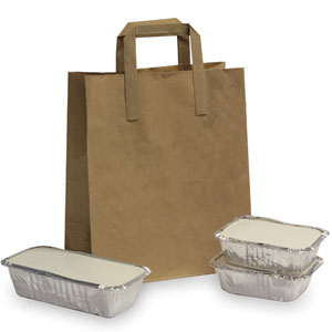 Medium Takeaway Bags - Flat Handle Kraft - 125x Per Pack